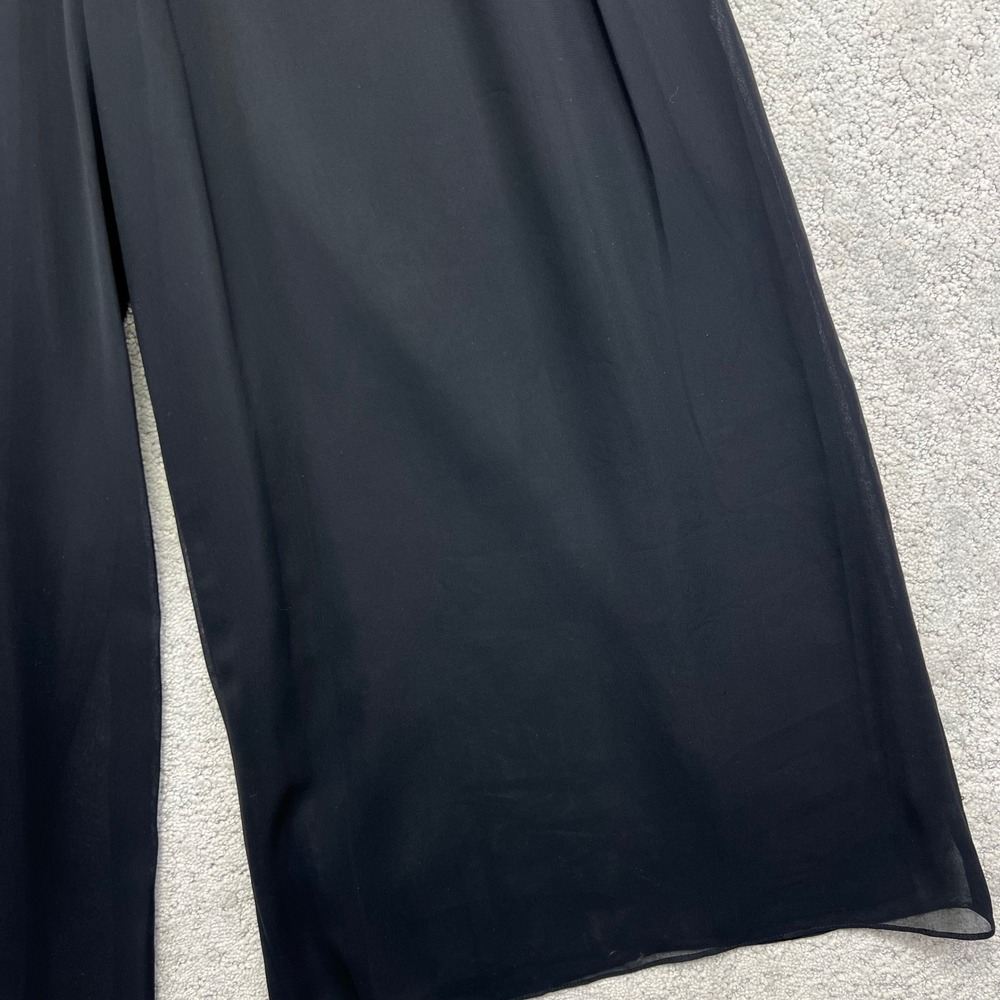 Adrianna Papell Pants 8P Black Evening Essentials Wide Leg Palazzo Sheer Flowy - Picture 4 of 16